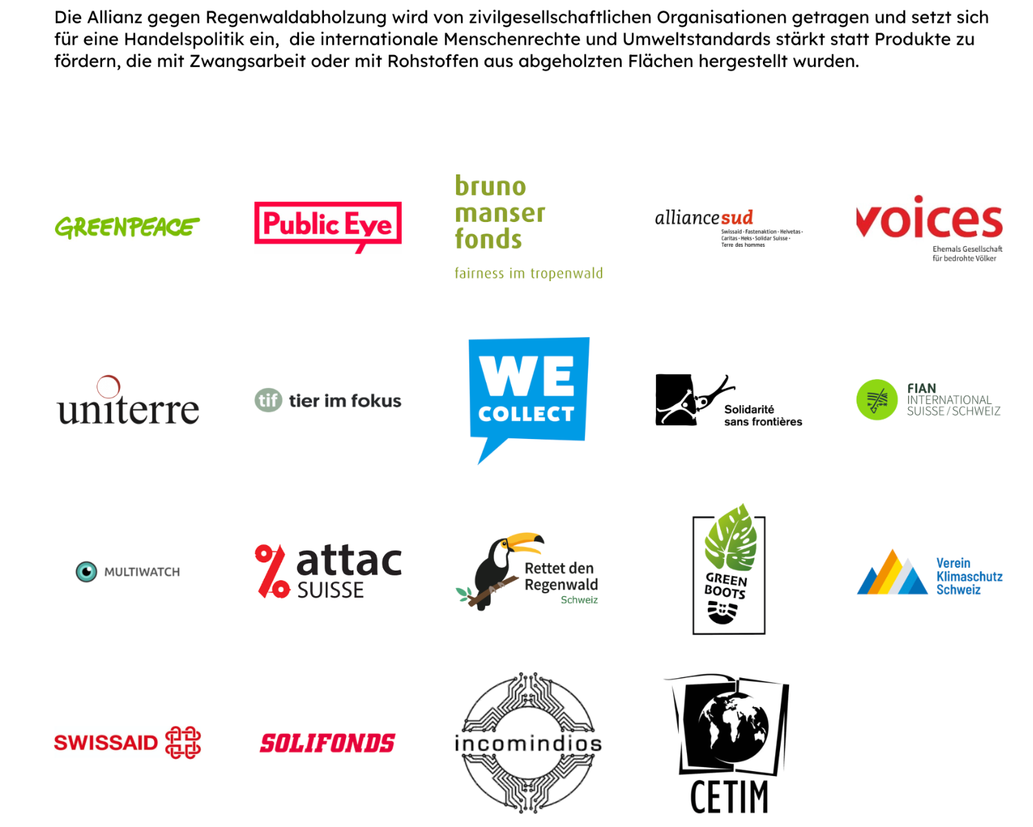 Logos Allianz gegen Regenwald Abholzung